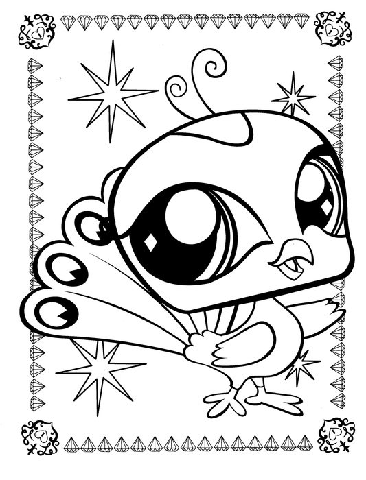 🦚 LPS Peacock Coloring Pages